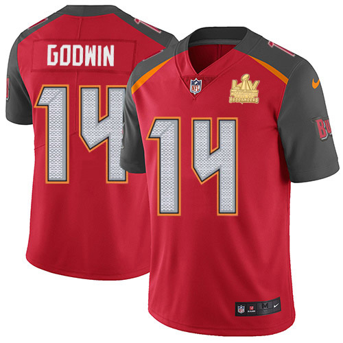 Buccaneers #14 Chris Godwin Red Team Color Men's Super Bowl LV Champions Patch Vapor Untouchable Limited Jersey