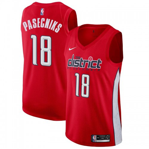 Washington Wizards #18 Anzejs Pasecniks Red Swingman Earned Edition Jersey Mens