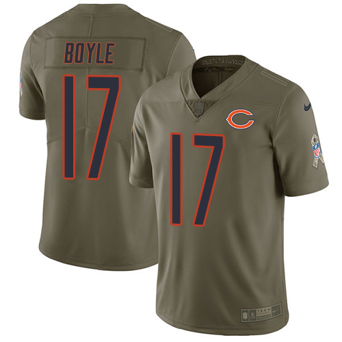 Bears #17 Tim Boyle Olive Youth Stitched Limited 2017 Salute To Service Jersey