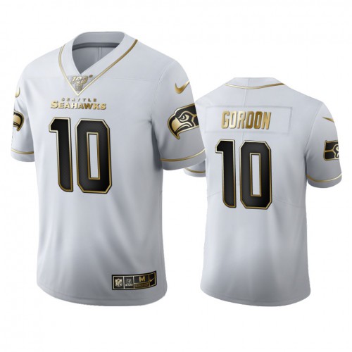 Seattle Seattle Seahawks #10 Josh Gordon Men's White Golden Edition Vapor Limited 100 Jersey Men's