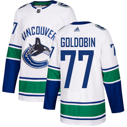 Adidas Vancouver Canucks #77 Nikolay Goldobin White Road Authentic Stitched Jersey Men's