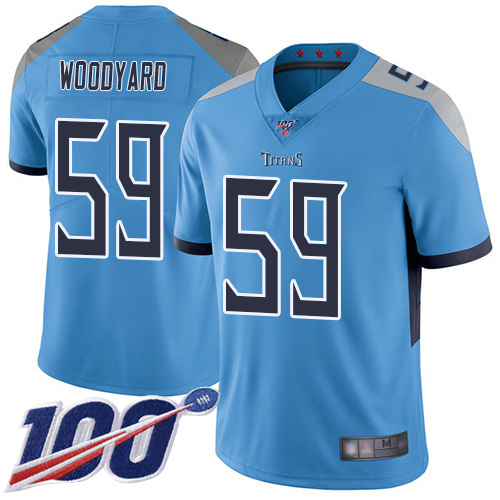 Tennessee Titans #59 Wesley Woodyard Light Blue Alternate Men's Stitched 100th Season Vapor Limited Jersey Men's