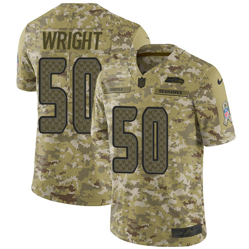 Seattle Seahawks #50 K.J. Wright Camo Men's Stitched Limited 2018 Salute To Service Jersey Men's