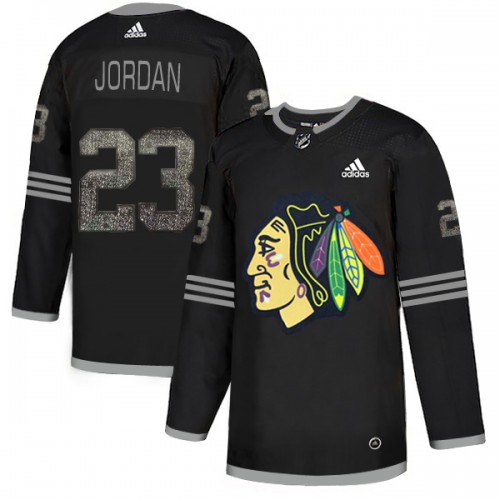 Adidas Chicago Blackhawks #23 Michael Jordan Black Authentic Classic Stitched Jersey Men's