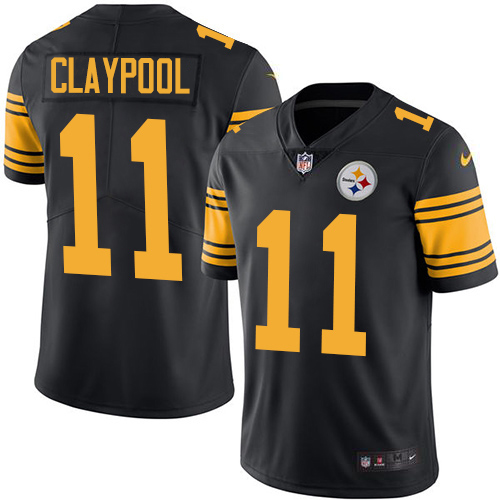 Pittsburgh Steelers #11 Chase Claypool Black Youth Stitched Limited Rush Jersey Youth