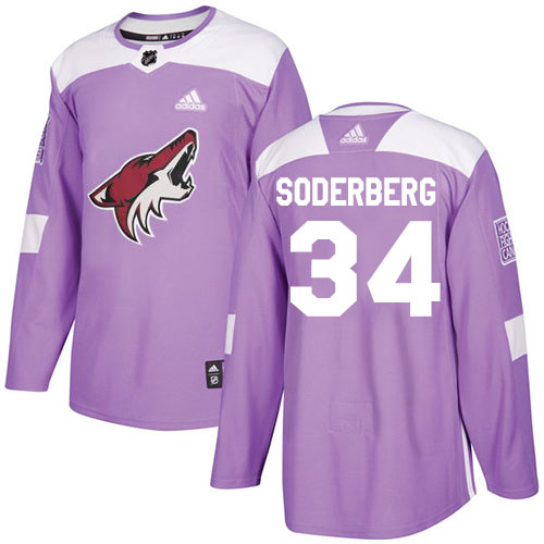 Adidas Arizona Coyotes #34 Carl Soderberg Purple Authentic Fights Cancer Stitched Jersey Men's