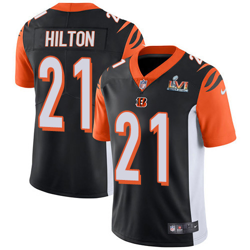 Cincinnati Bengals #21 Mike Hilton Black Team Color Super Bowl LVI Patch Men's Stitched Vapor Untouchable Limited Jersey Men's