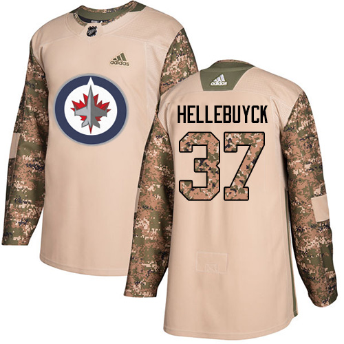 Adidas Winnipeg Jets #37 Connor Hellebuyck Camo Authentic 2017 Veterans Day Stitched Youth Jersey Youth