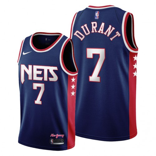 Brooklyn Brooklyn Nets #7 Kevin Durant Youth 2021-22 City Edition Throwback 90s Wordmark Navy Jersey Youth