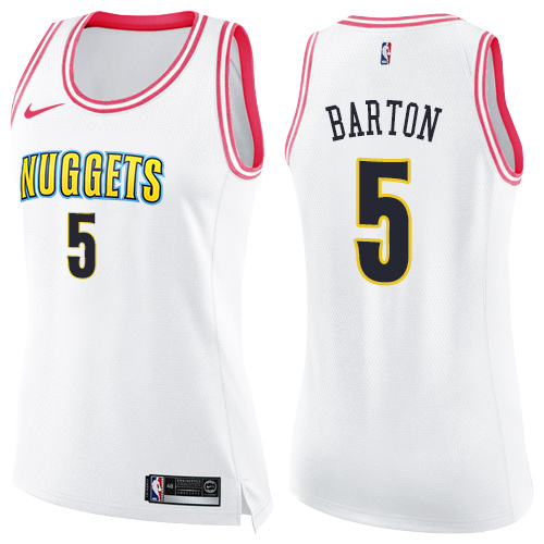 Denver Nuggets #5 Will Barton White/Pink Womens Swingman Fashion Jersey Womens