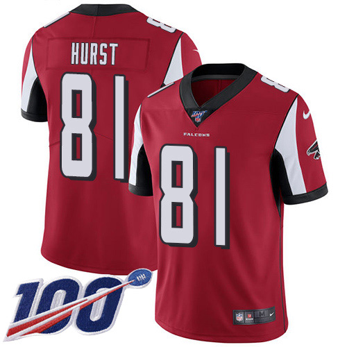 Atlanta Falcons #81 Hayden Hurst Red Team Color Youth Stitched 100th Season Vapor Untouchable Limited Jersey Youth