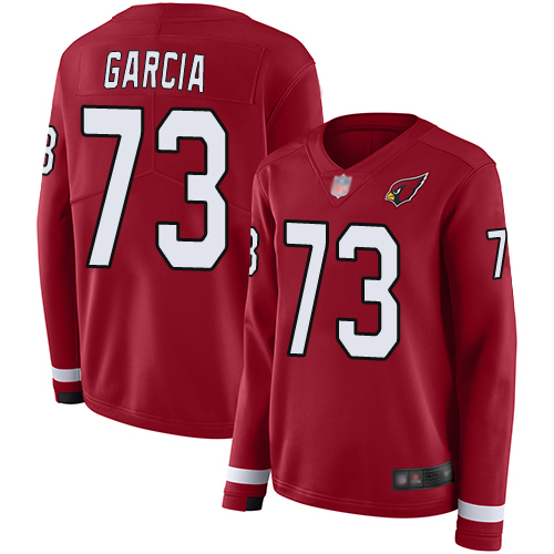 Arizona Cardinals #73 Max Garcia Red Team Color Women's Stitched Limited Therma Long Sleeve Jersey Womens