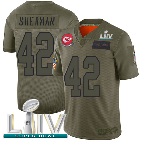 Kansas City Chiefs #42 Anthony Sherman Camo Super Bowl LIV 2020 Youth Stitched Limited 2019 Salute To Service Jersey Youth