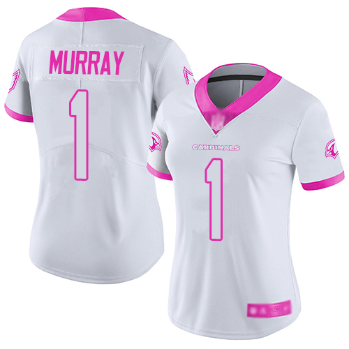 Cardinals #1 Kyler Murray White/Pink Women's Stitched Limited Rush Fashion Jersey