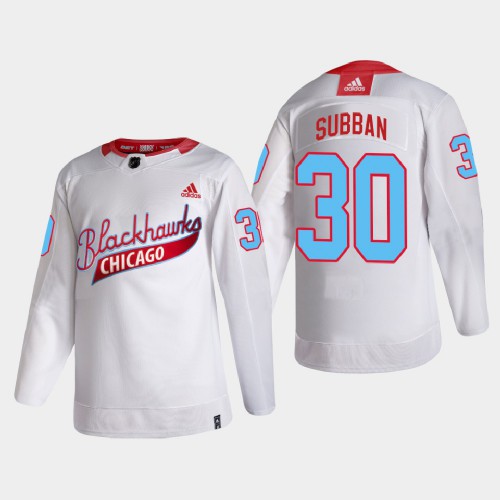 Chicago Chicago Blackhawks #30 Malcolm Subban Men's White One Community Night Jersey Men's