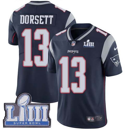 New England Patriots #13 Phillip Dorsett Navy Blue Team Color Super Bowl LIII Bound Youth Stitched Vapor Untouchable Limited Jersey Youth