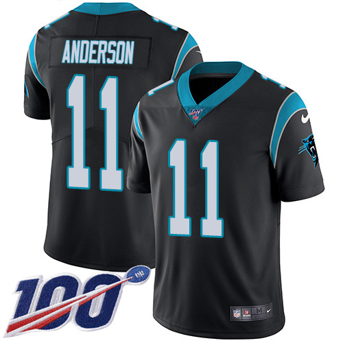 Carolina Panthers #11 Robby Anderson Black Team Color Men's Stitched 100th Season Vapor Untouchable Limited Jersey Men's