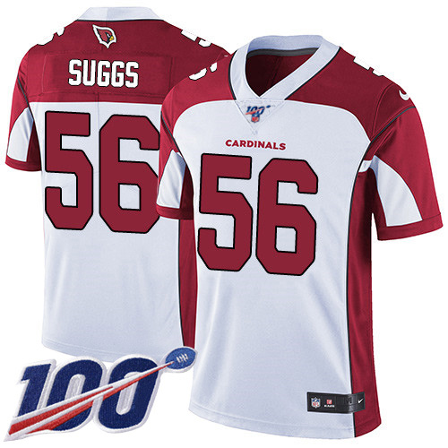 Arizona Cardinals #56 Terrell Suggs White Men's Stitched 100th Season Vapor Limited Jersey Men's