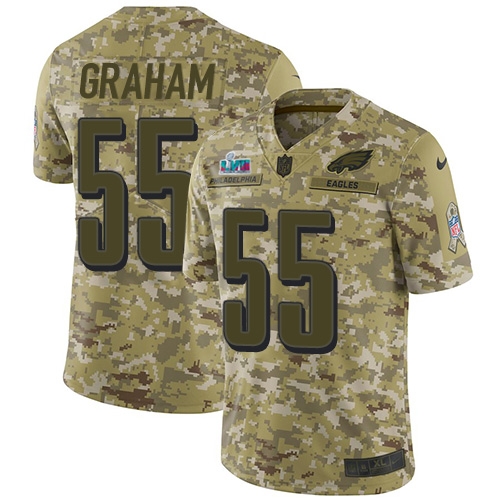 Eagles #55 Brandon Graham Camo Super Bowl LVII Patch Men's Stitched Limited 2018 Salute To Service Jersey