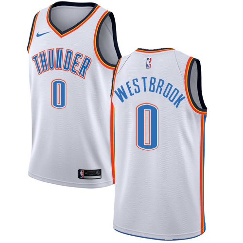 Oklahoma City Thunder #0 Russell Westbrook White Womens Swingman Association Edition Jersey Womens