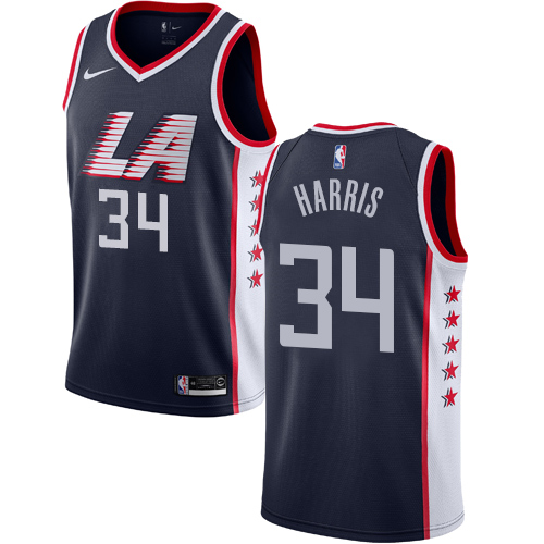 Los Angeles Clippers #34 Tobias Harris Navy Swingman City Edition 2018/19 Jersey Mens