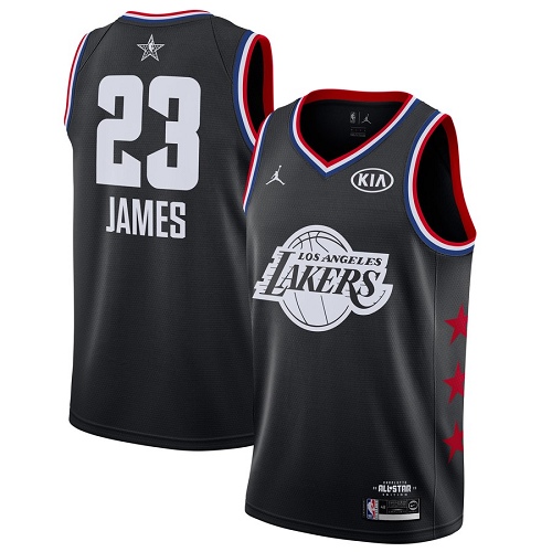 Los Angeles Lakers #23 LeBron James Black Jordan Swingman 2019 All-Star Game Jersey Mens