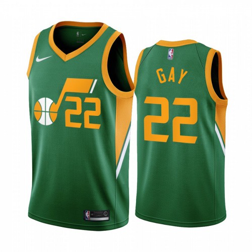 Utah Utah Jazz #22 Rudy Gay Green Swingman 2020-21 Earned Edition Jersey Mens