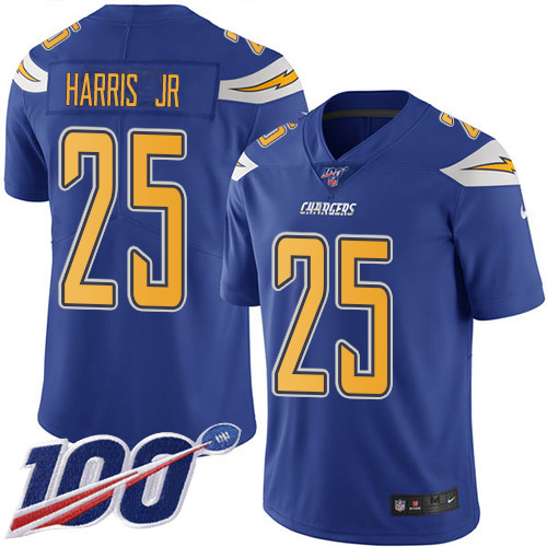 Los Angeles Chargers #25 Chris Harris Jr Electric Blue Men's Stitched Limited Rush 100th Season Jersey Men's