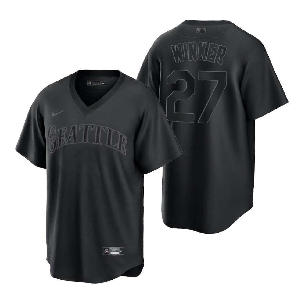 Seattle Mariners #27 Jesse Winker Men's Black Pitch Black Fashion Jersey