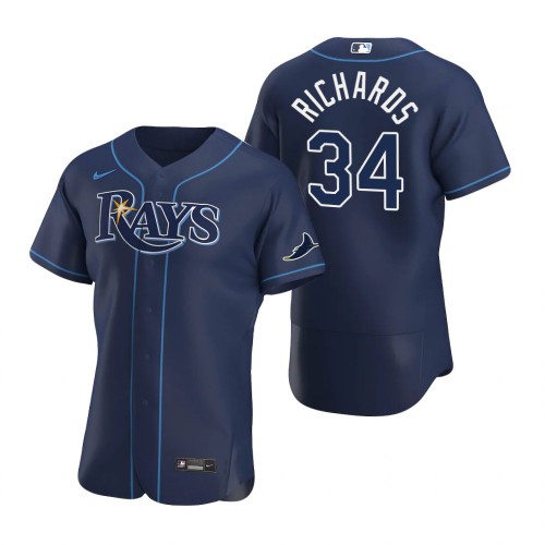 Tampa Bay Tampa Bay Rays #34 Trevor Richards Men's Navy Alternate 2020 Authentic Team Jersey Men's