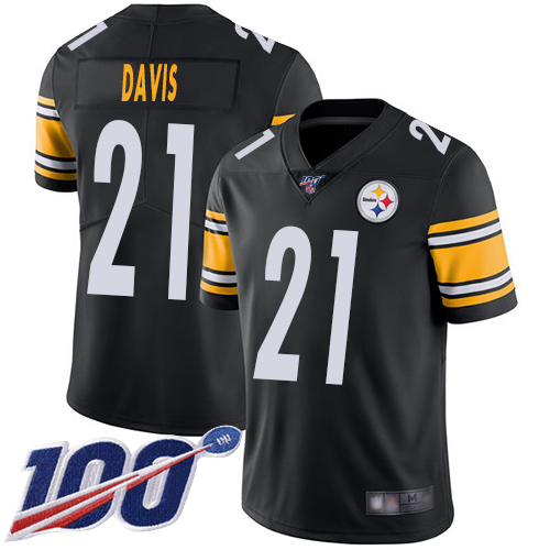 Pittsburgh Steelers #21 Sean Davis Black Team Color Men's Stitched 100th Season Vapor Limited Jersey Men's