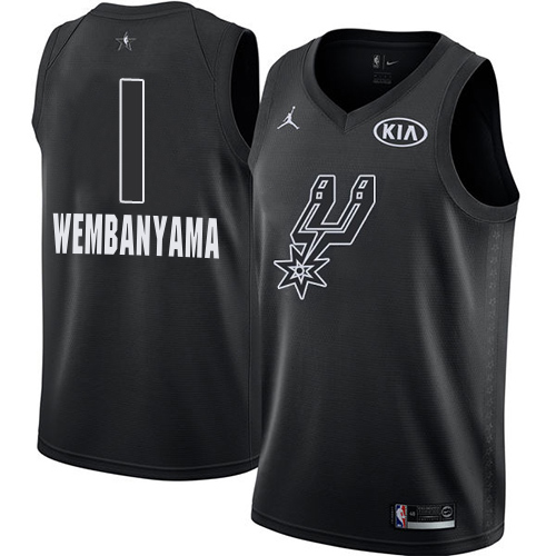 San Antonio Spurs #1 Victor Wembanyama Black Women's Jordan Swingman 2018 All-Star Game Jersey