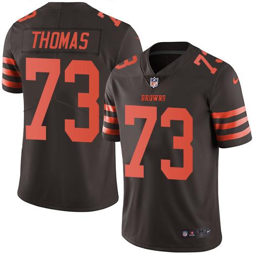 Browns #73 Joe Thomas Brown Men's Stitched Limited Rush Jersey