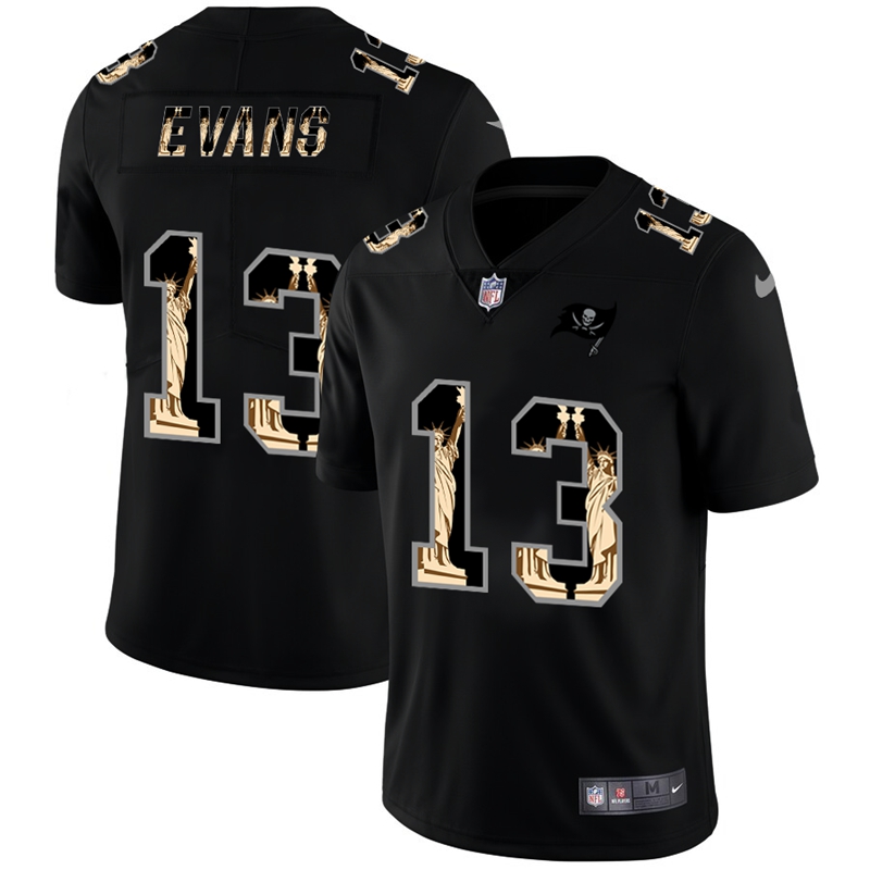 Tampa Bay Buccaneers #13 Mike Evans Carbon Black Vapor Statue Of Liberty Limited Jersey