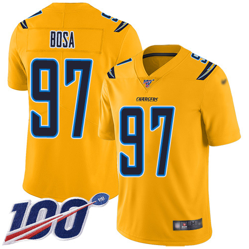Chargers #97 Joey Bosa Gold Men's Stitched Limited Inverted Legend 100th Season Jersey