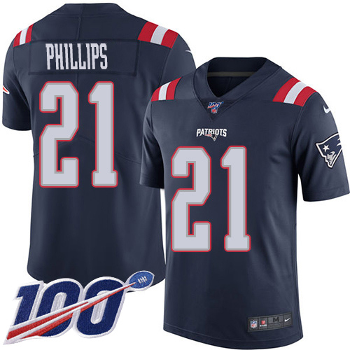 New England Patriots #21 Adrian Phillips Navy Blue Youth Stitched Limited Rush 100th Season Jersey Youth