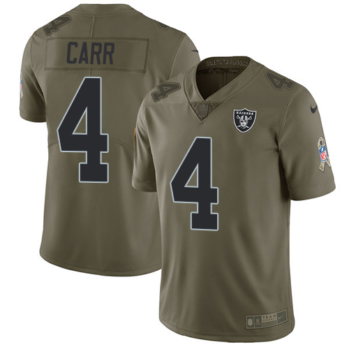 Raiders #4 Derek Carr Olive Youth Stitched Limited 2017 Salute To Service Jersey