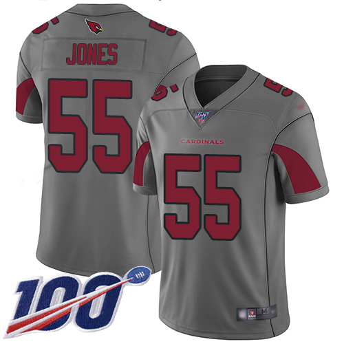 Arizona Cardinals #55 Chandler Jones Silver Men's Stitched Limited Inverted Legend 100th Season Jersey Men's