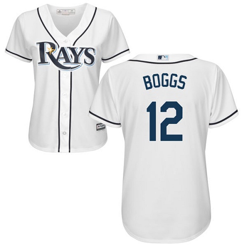 Tampa Bay Rays #12 Wade Boggs White Home Women's Stitched Jersey Womens