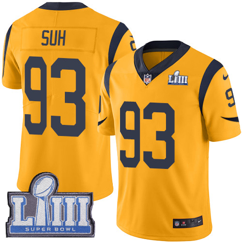 Los Angeles Rams #93 Ndamukong Suh Gold Super Bowl LIII Bound Youth Stitched Limited Rush Jersey Youth