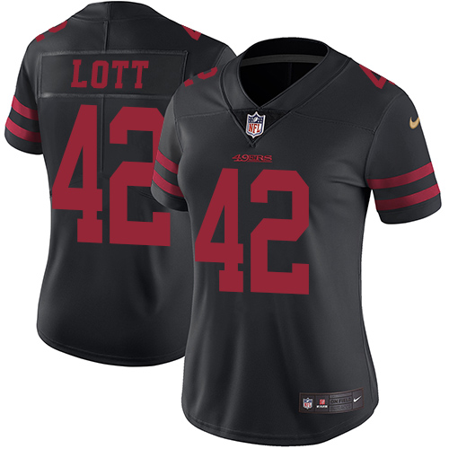 San Francisco 49ers #42 Ronnie Lott Black Alternate Women's Stitched Vapor Untouchable Limited Jersey Womens