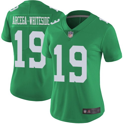 Philadelphia Eagles #19 JJ Arcega-Whiteside Green Women's Stitched Limited Rush Jersey Womens