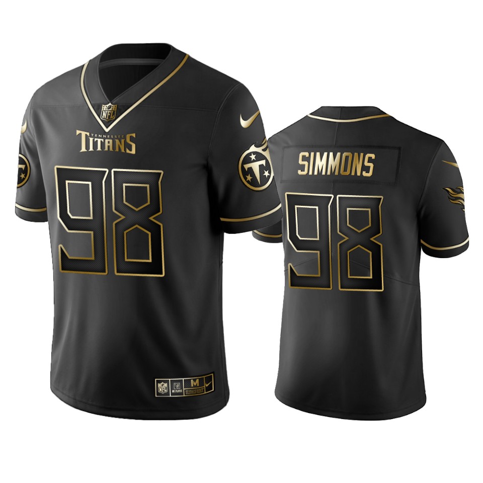 Titans #98 Jeffery Simmons Men's Stitched Vapor Untouchable Limited Black Golden Jersey