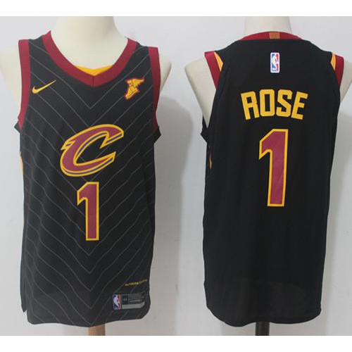 Cleveland Cavaliers #1 Derrick Rose Black Swingman Statement Edition Jersey Mens