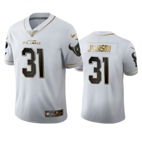 Houston Houston Texans #31 David Johnson Watson Men's White Golden Edition Vapor Limited 100 Jersey Men's