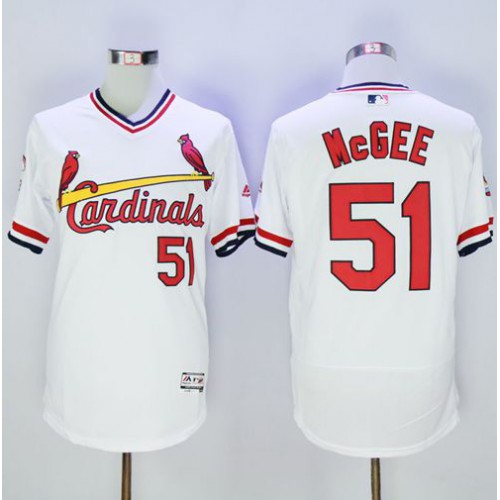 St.Louis Cardinals #51 Willie McGee White Flexbase Authentic Collection Cooperstown Stitched Jersey Men's