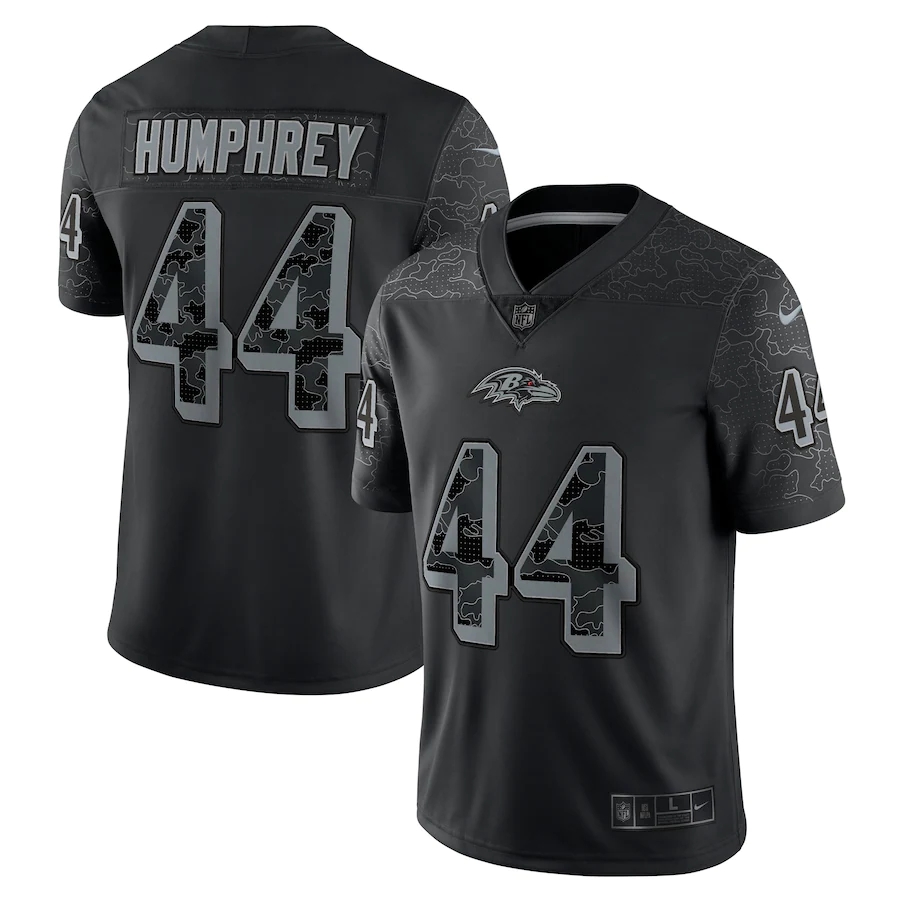 Baltimore Ravens #44 Marlon Humphrey Black Men's Black Reflective Limited Jersey