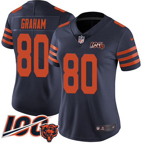 Chicago Bears #80 Jimmy Graham Navy Blue Alternate Women's Stitched 100th Season Vapor Untouchable Limited Jersey Womens