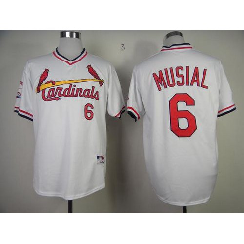 St.Louis Cardinals #6 Stan Musial White 1982 Turn Back The Clock Stitched Jersey Men's