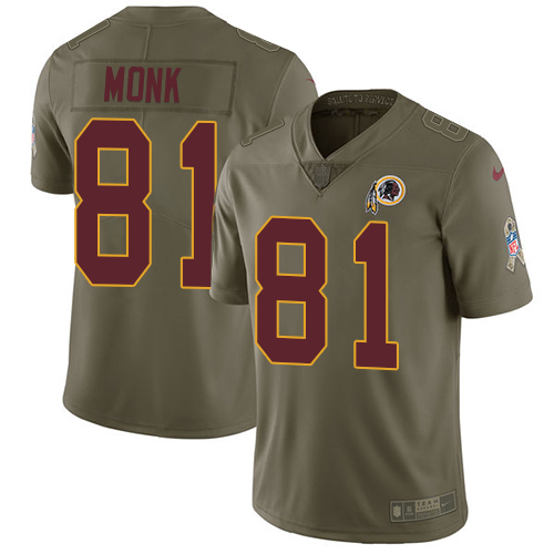 Washington Commanders #81 Art Monk Olive Men's Stitched Limited 2017 Salute to Service Jersey Men's